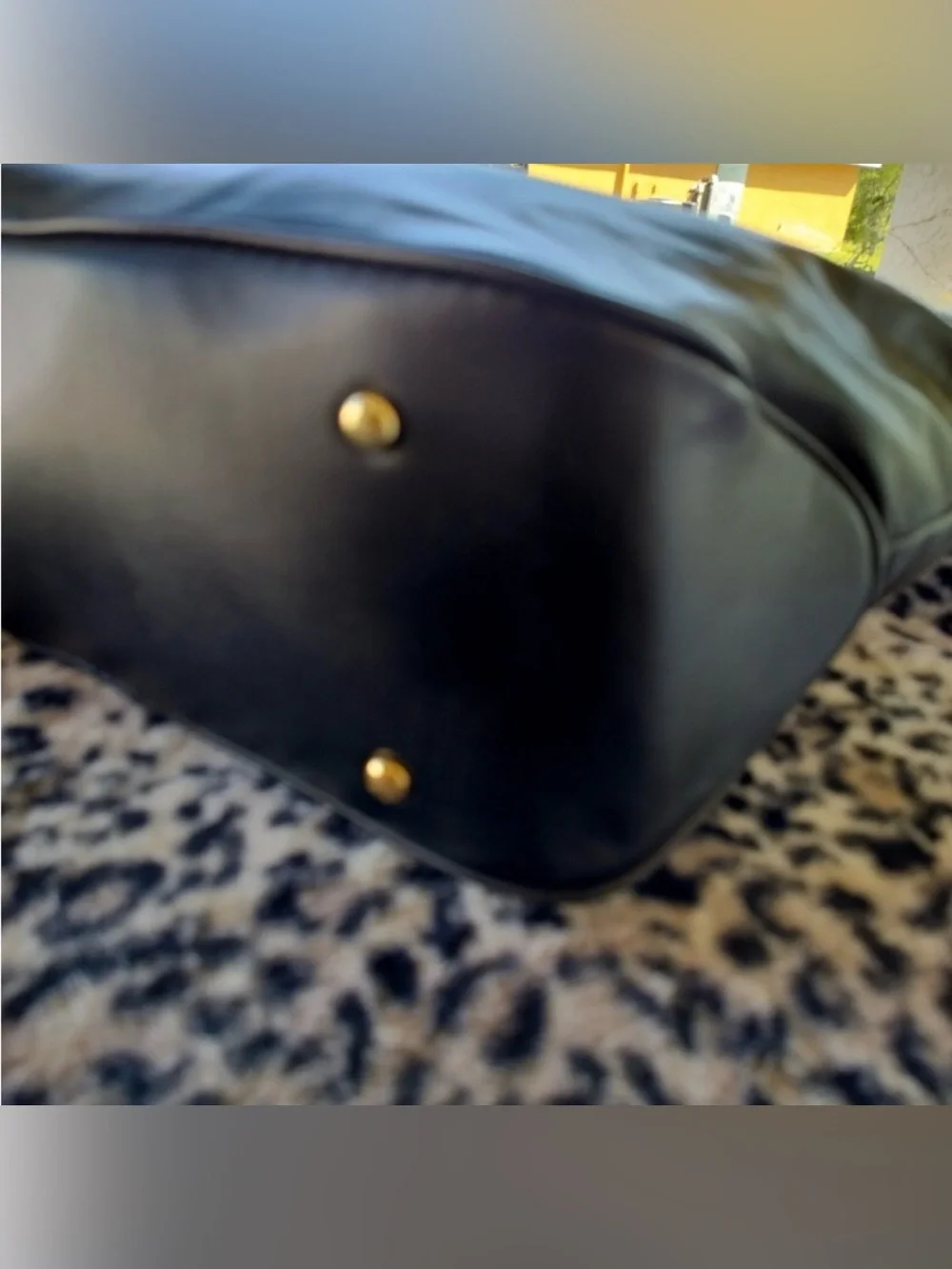 Versace Perfumes Black Tote with Gold Plaque